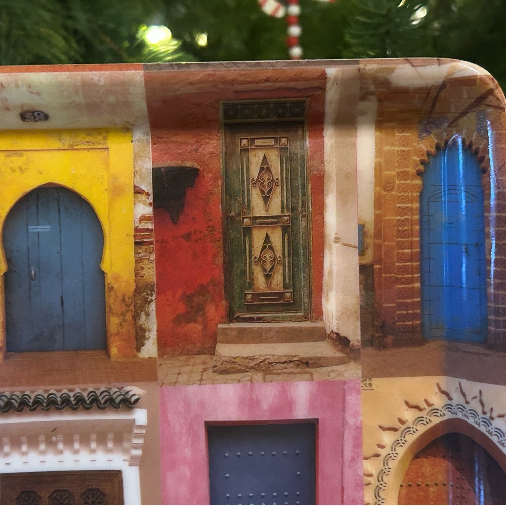 4/$20🌷🕌Vibrant Easy Life Melamine Appetizer/Dessert Tray - 💙🚪Moroccan Doors 🚪💙 - Picture 2 of 11